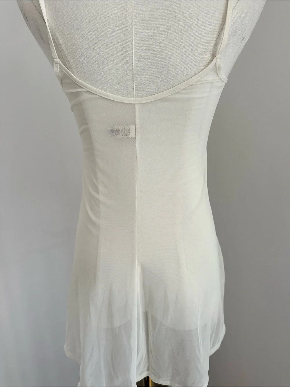 La Perla Ivory Sheer top chemise with Multicolor Floral Embroidery